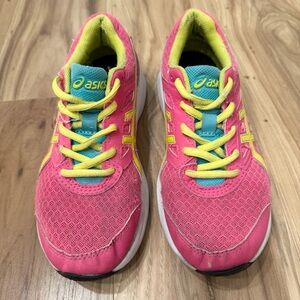 Asics Pink and Yellow Sneakers Size 3.5
